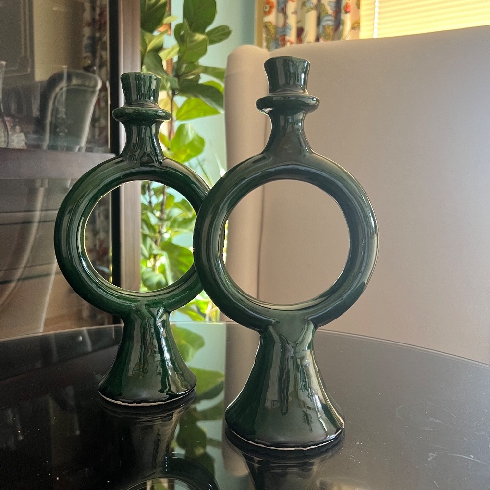 Candle Holders, Moroccan Handmade Tamegroute pottery.